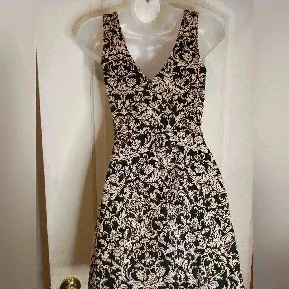 FOREVER 21 Black‎ Cream Whimsigoth Fairycore Midi Party S dress (#763)